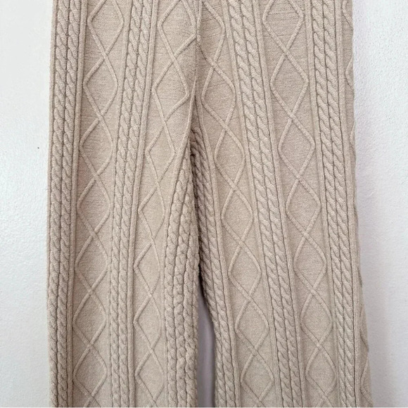 Lulus Womens Xsmall Welcoming Warmth Beige Cable High Rise Wide Leg Sweater Pant - Picture 6 of 12